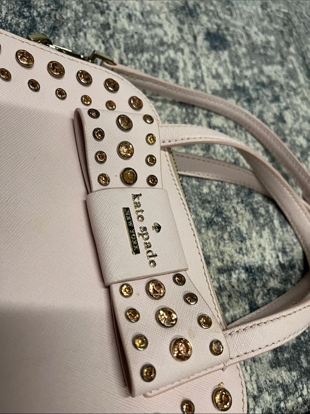 Kate Spade pale pink studded crossbody satchel
